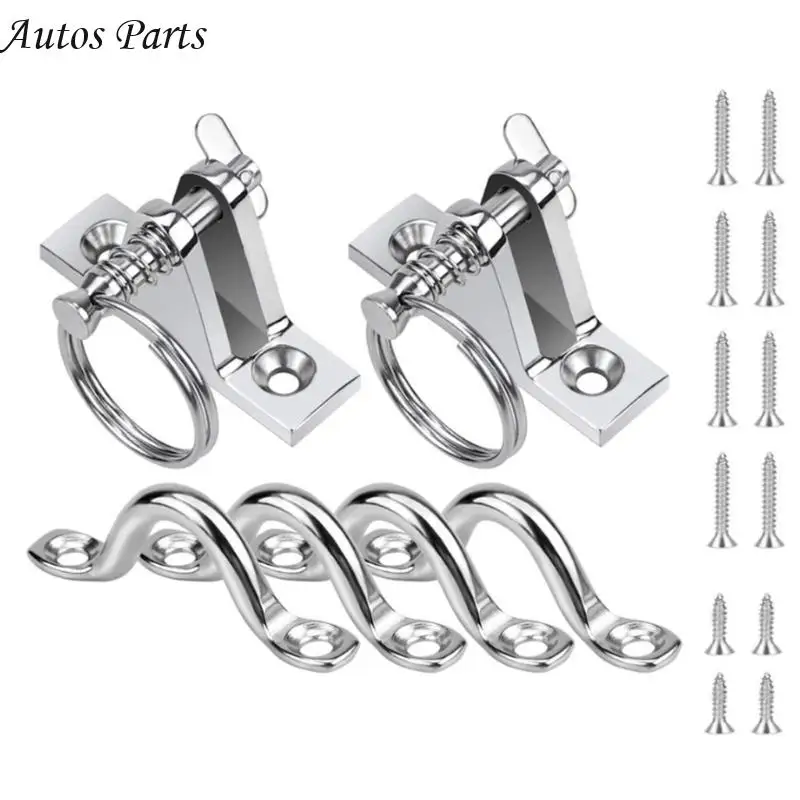 

57BA 8pcs/10pcs Tie Down Anchors Point Stainless Steel Tie Down Eye Straps Kayak Deck Loop with Screw Marine Boat Top Pad Eye