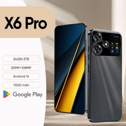 Oryginalny smartfon X6 Pro 7.3 cala wersja globalna Android14 24G + 2TB Snapdragon 8 gen3 50 + 108MP 4G/5G telefon komórkowy NFC