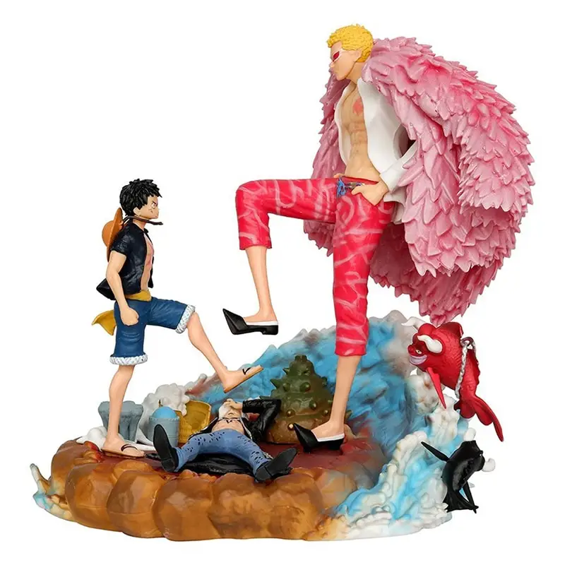 21cm One Piece Luffy Donquixote Doflamingo Vs Luffy Anime Figure Pvc Statue Model Doll Figurine Decoration Toy Kid Birthday Gift