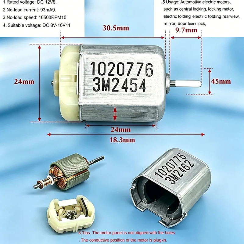 Image of Johnson 1020776 FC-280SC-20150 Mini 280 DC 12V Motor 24mm D-Welle Autotürschloss-Aktuator Rückspiegel-Reparatur Autoteil