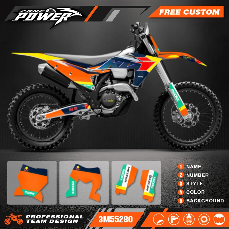 

Powerzone Custom Team Graphics Backgrounds Decals Stickers Kits for KTM EXC EXC-F XCW 2024 2025 2026 SX SXF 2023 2024 2025 25