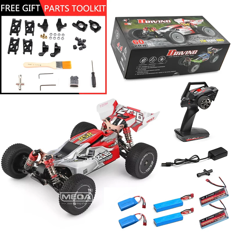 

Wltoys 144001 4WD 60Km/H High Speed Racing 1/14 2.4GHz RC Car Upgrade Brushless Motor 75Km/H Off-Road Drift Car With Parts Set