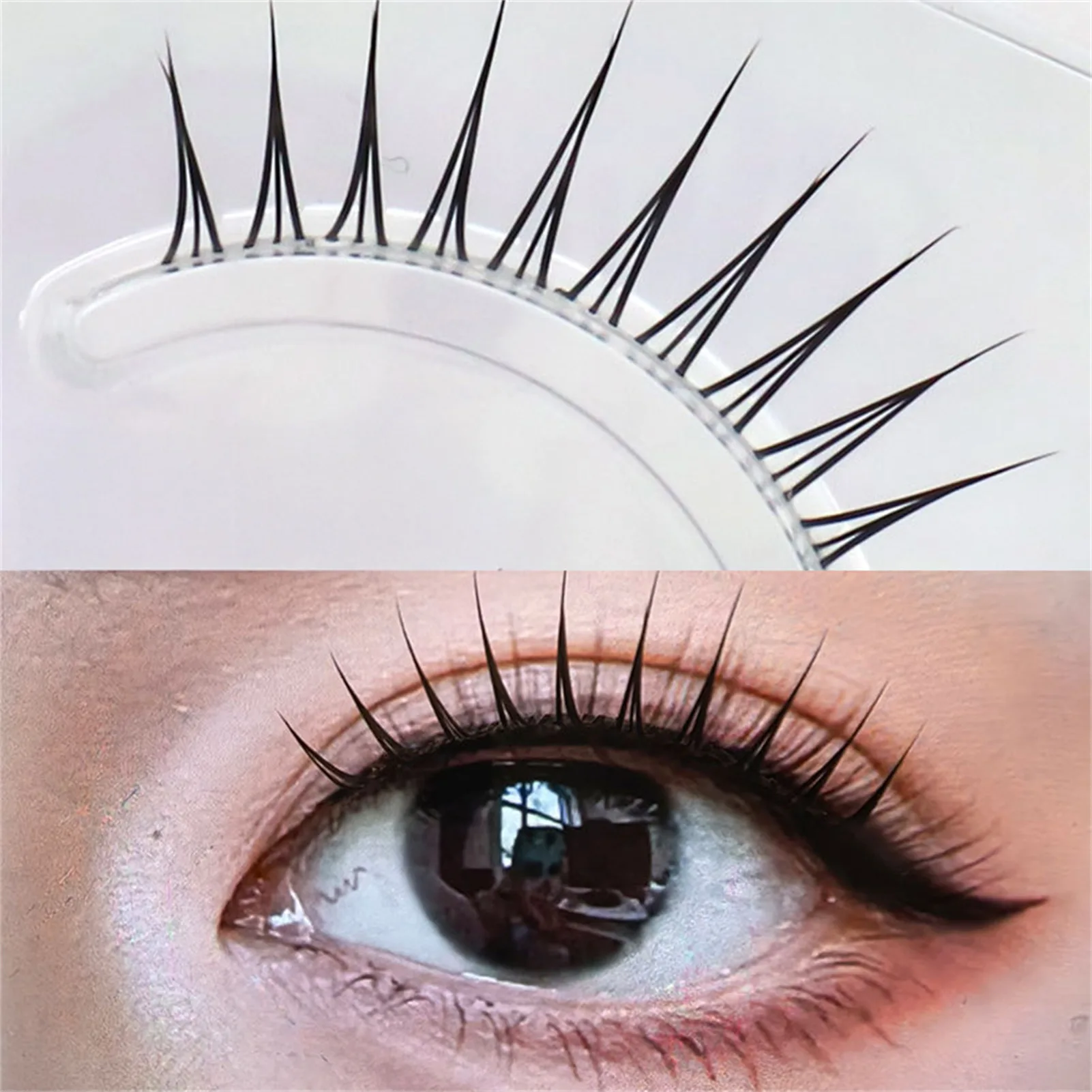 デビルスタイルつけまつげ 日本風ドール 透明ステム ストリップラッシュ デイリーメイクやコスメティックメイク、まつげエクステに