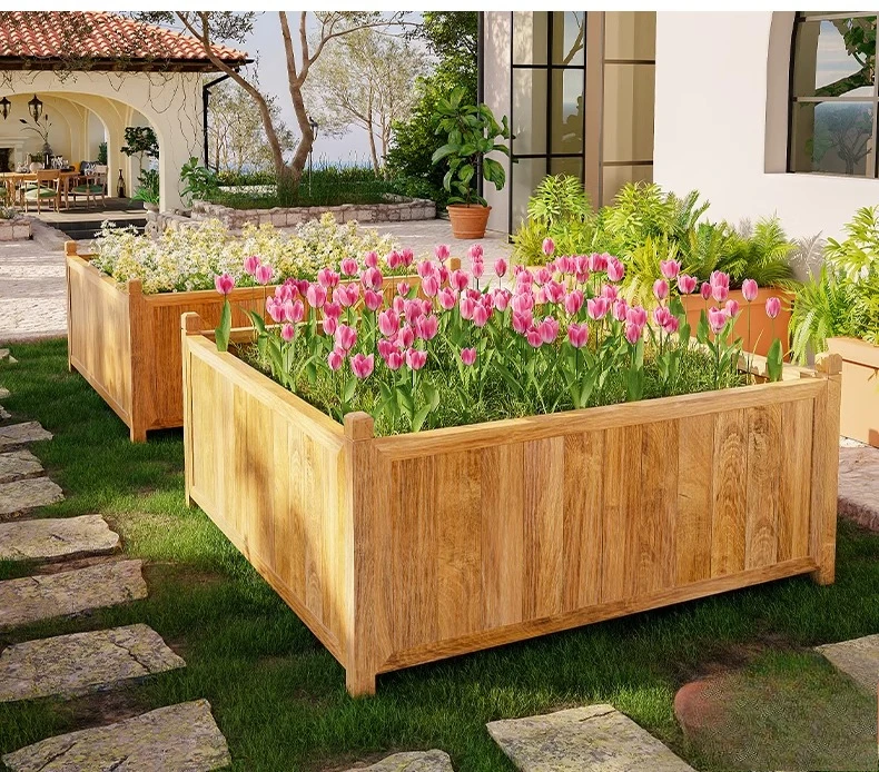Preservative Wood Rooftop Square Extra Large Outdoor Roof Planting Box Yard Vegetable Flower Pot