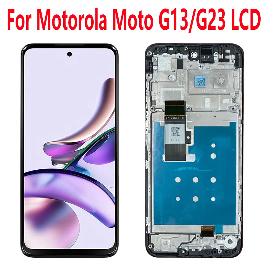 

ЖК-дисплей 6,5 дюйма для Motorola Moto G13, сенсорный экран, дигитайзер в сборе, замена экрана для Moto G23, ЖК-дисплей с рамкой