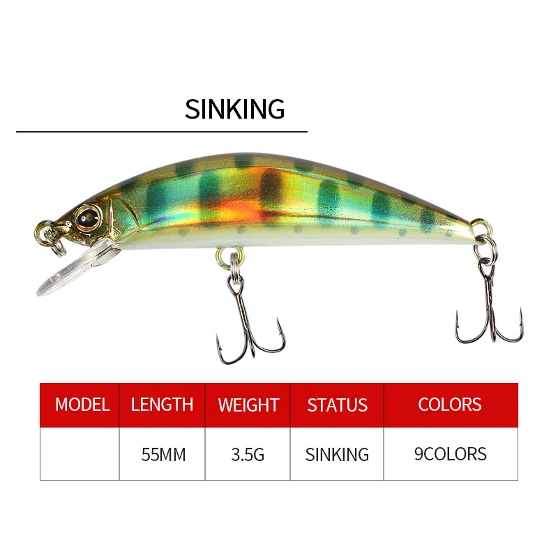 1Pcs 55mm 3.5g Minnow Lure Sinking Fishing Bait Freshwater Mini Japan Lure Pesca Artificial Carp Fishing Wobbler Minnow