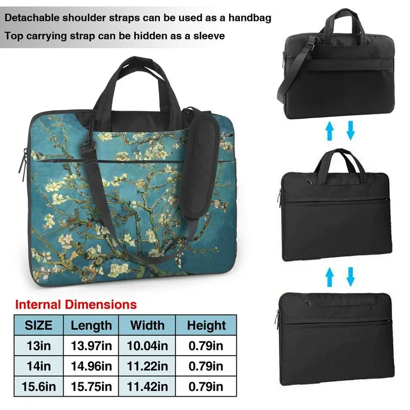 Vincent Van Gogh Almond Blossom Laptop Bag Fit for 13 14 15.6 Inch Water Resistant Laptop Case Notebook Computer Bag with Handle