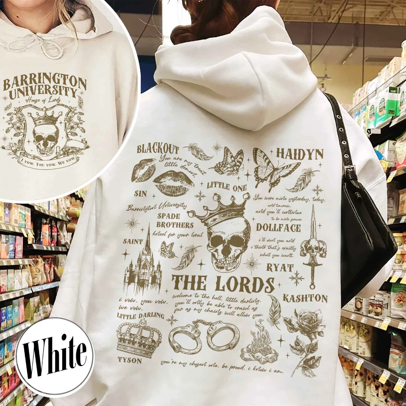 The LORDS Series Book Sudadera con capucha de 2 caras, Universidad de Barrington, Sudadera con capucha The Ritual Merch, Shantel Tessier Dark Romance