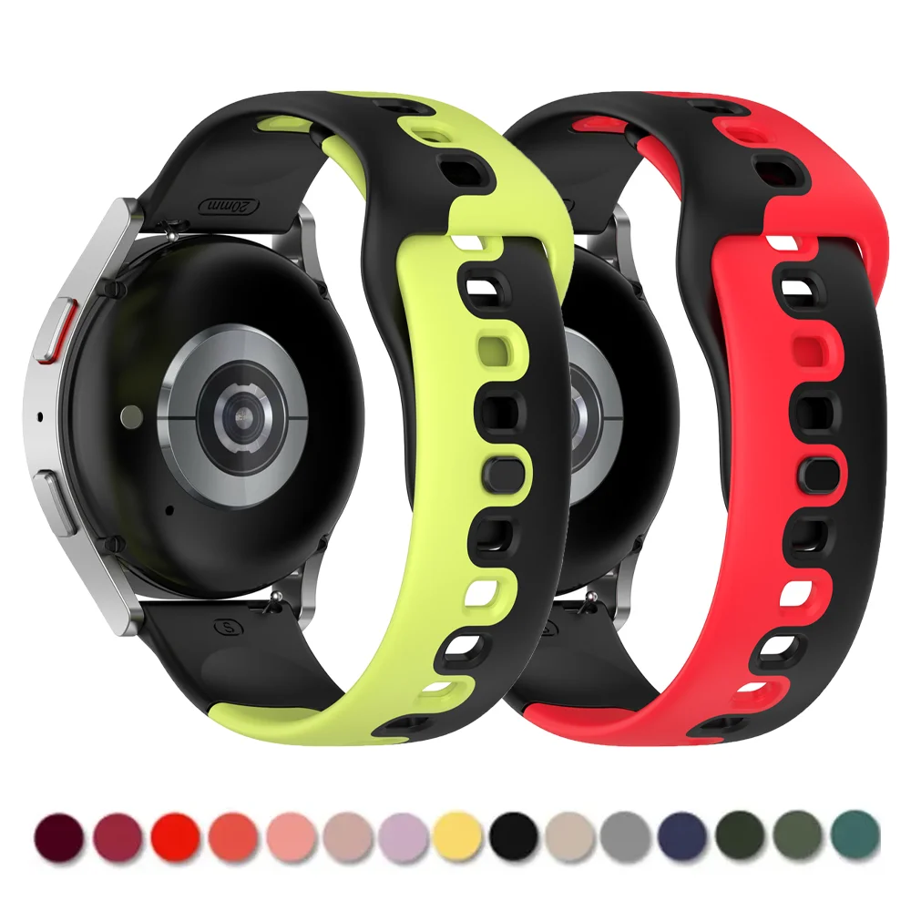 Band For Samsung Galaxy watch 6/5/4/pro 47mm 43mm 45mm 44mm colourful Silicone bracelet Galaxy watch 6 classic strap 20mm 22mm