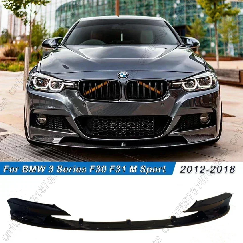 Para BMW Serie 3 F30 F31 M Sport 2012-2018 negro alerón de parachoques delantero de coche Kit de carrocería divisor de labio parachoques protector difusor de barbilla