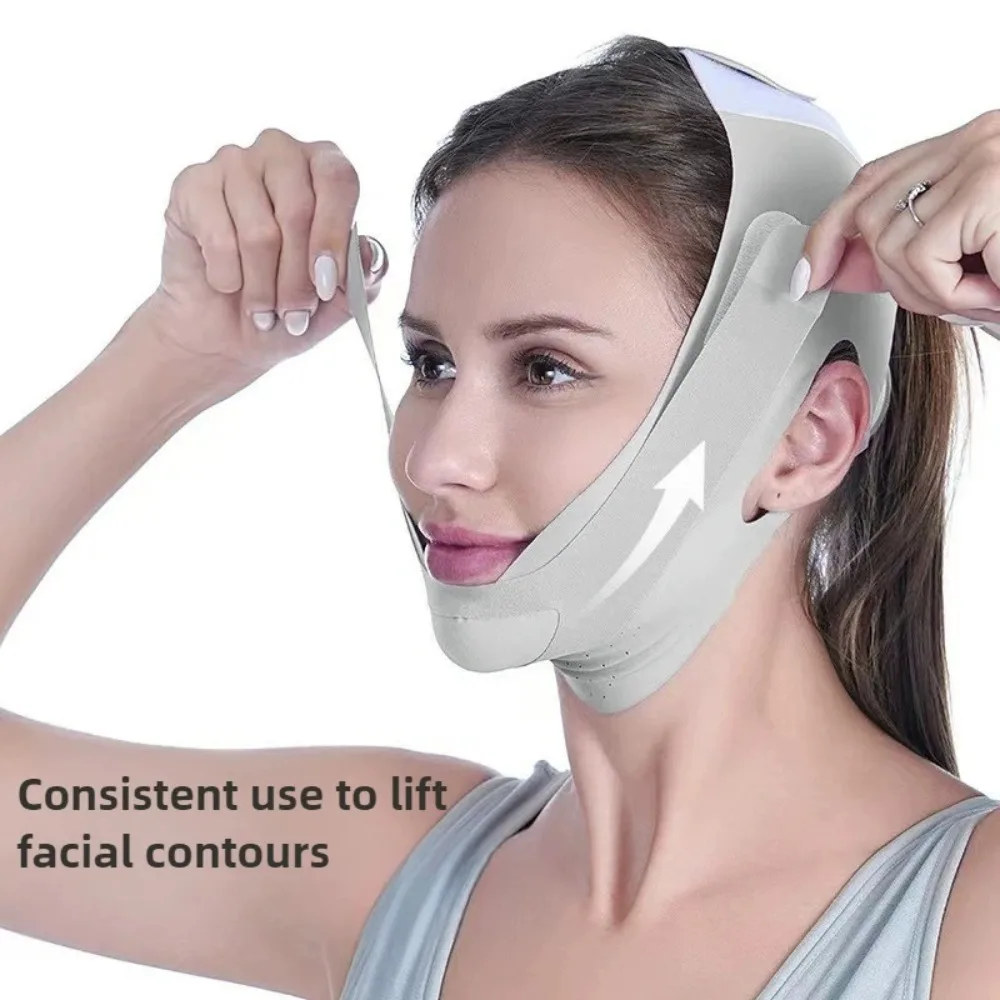 التنظيم المزدوج على شكل حرف V مشكل الوجه حزام رفع الوجه التخسيس ضمادة تنفس الذقن الخد رفع حزام مدلك العناية بالبشرة #3