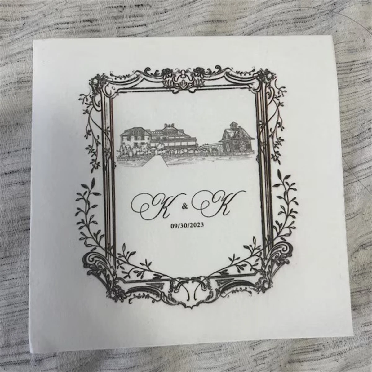 50Pcs Custom Wedding Cocktail Napkins, you provide your artwork! Personalized Cocktail Napkins, White or Ecru printed full color