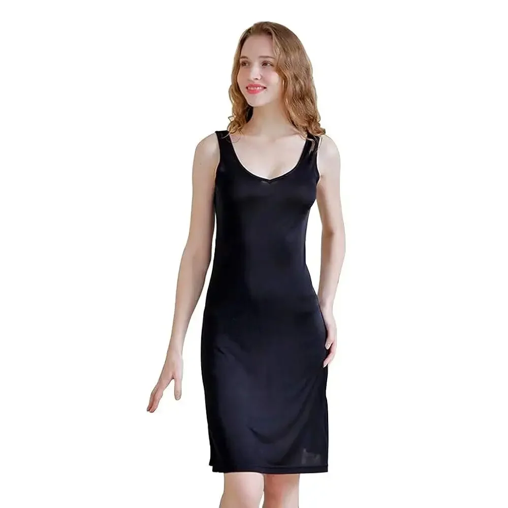 

Женские шелковые платья-комбинации из тутового шелка с V-образным вырезом, с разрезом по низу, облегающие, на бретельках, для ношения под платье, ночная одежда