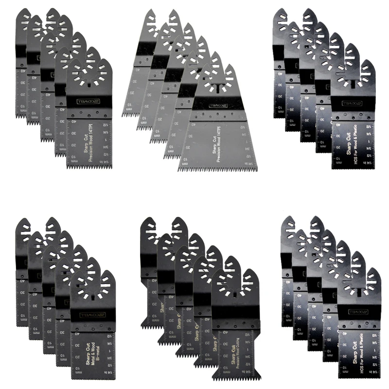 30PCS Replaced Oscillating Multi Tool Saw Blades Set With Adapter For Starlock Machines Wood Soft Metal DIY Tools Accessories