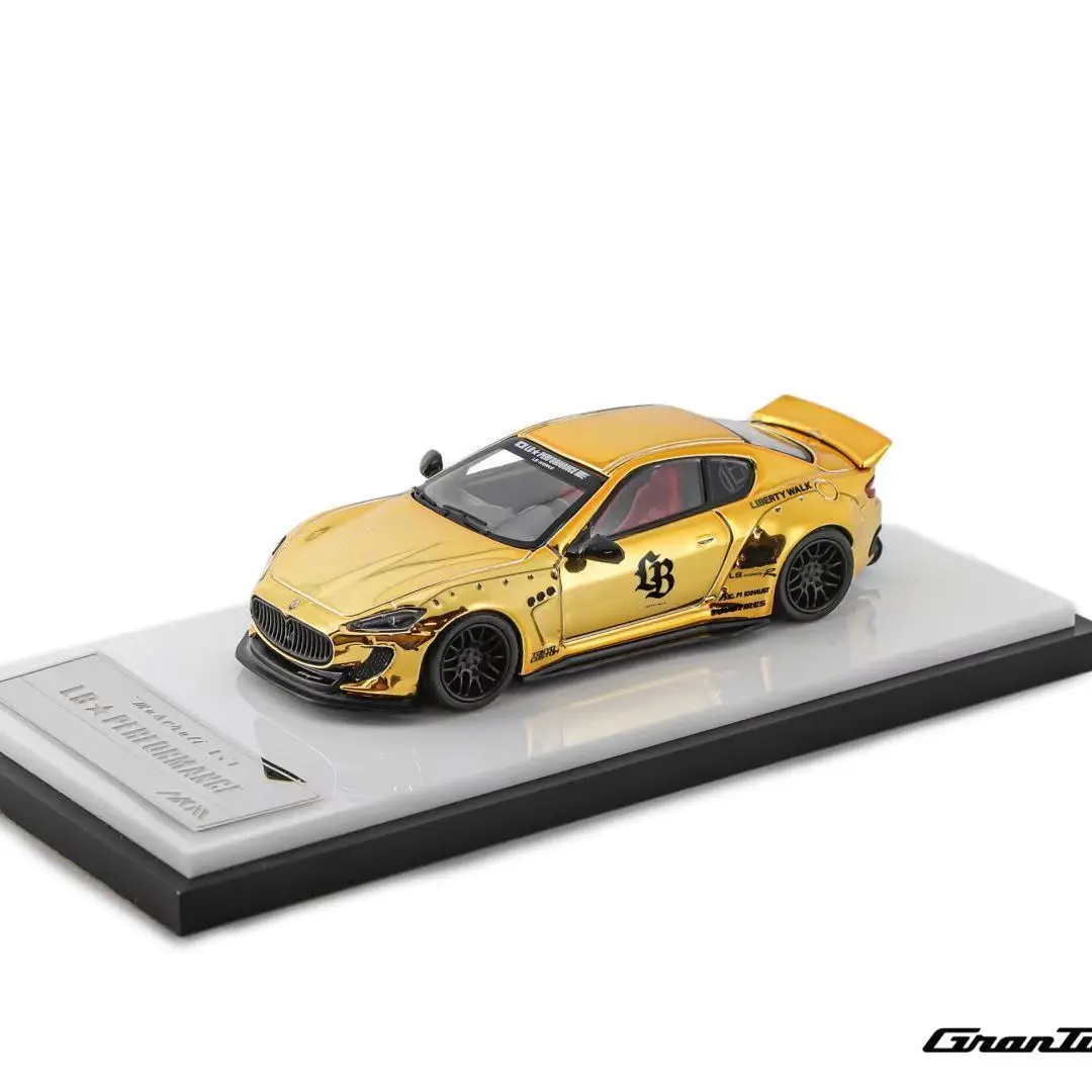 HKM 1/64 Maserat GTS Chrome Gold Electroplated  mini Alloy Car Model Ornament Collection Gift