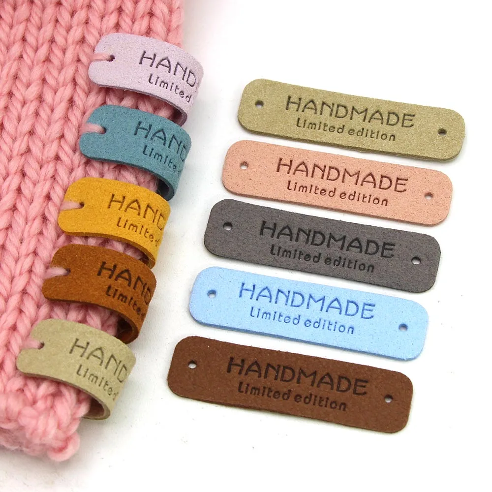 20Pcs Leather Labels Handmade Tags For Clothes Labels DIY Bags Shoes Hat Hand Made Sewing Label Knitting Accessories