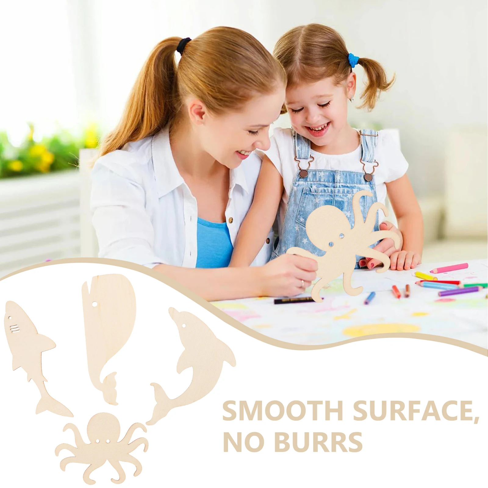 

24pcs Wooden Ocean Animal Shapes Unfinished Craft Cutouts Diy Wood Slices For Teens Painting Graffiti Crafting Supplies