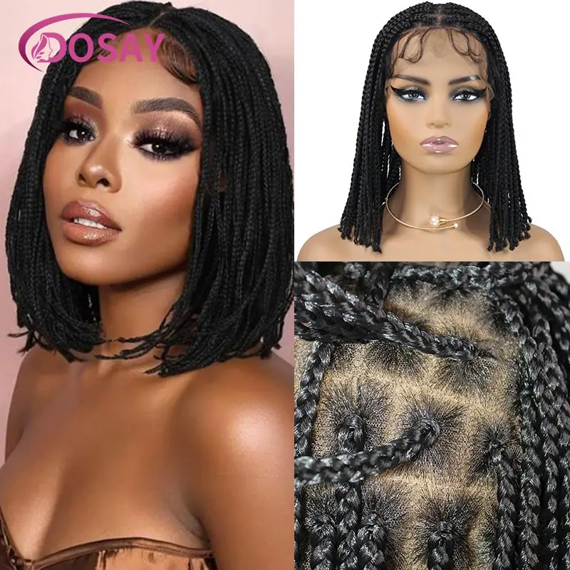 Twist Braided Wigs Synthetic 360 Full Lace Wig 10 Inch Goddess Short Bob Braids Wig Afro Spring Braided Transparent Lace Wig