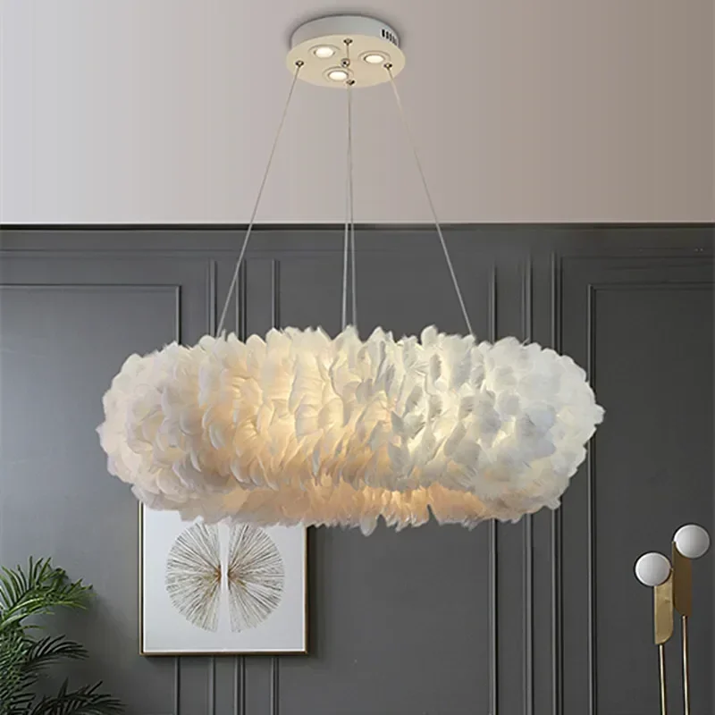 Modern Feather Pendant Light Simplicity Color Pendant Light Restaurant Decorate E27 Suspension Design Kids Room Ceiling Lamp