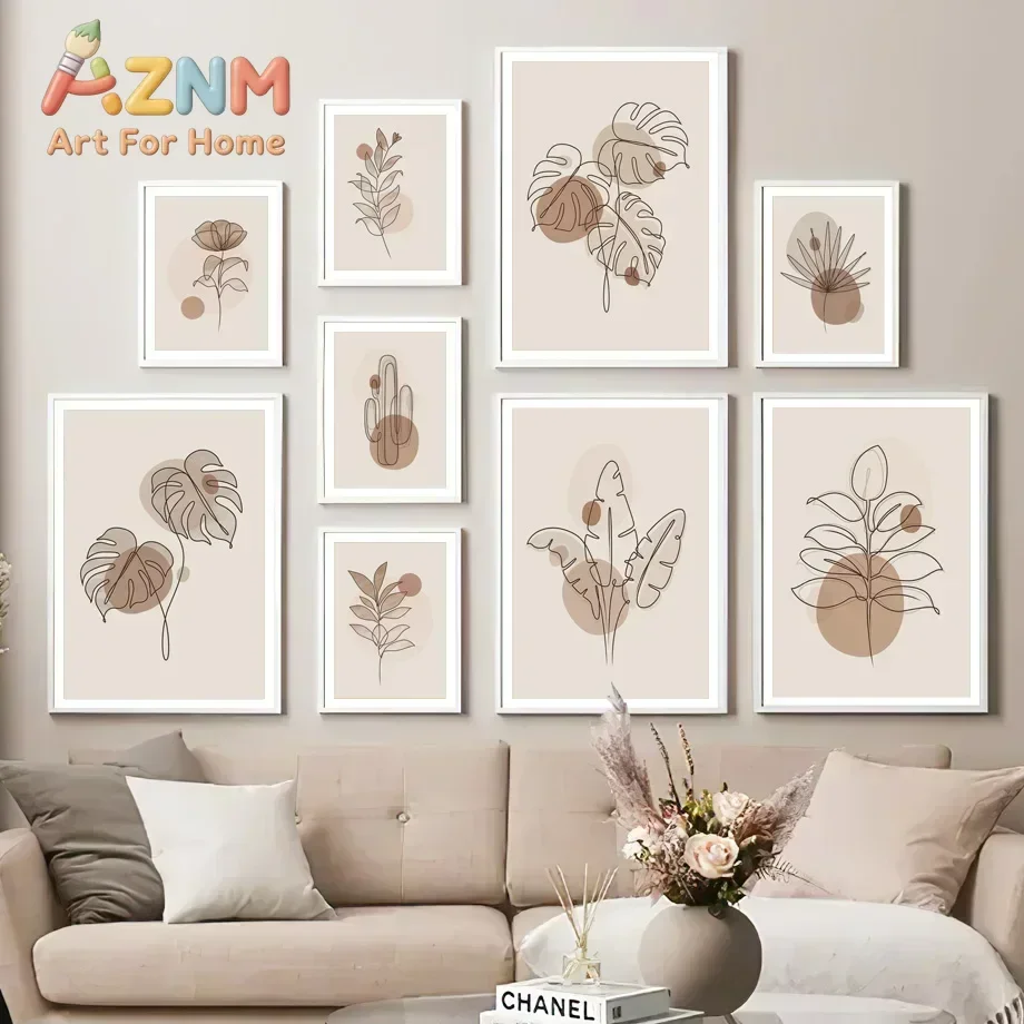 Botanical Cactus Monstera Tropical Leaf Abstract Wall Art Aesthetics Print Canvas Painting Posters for Living Room Home Decor