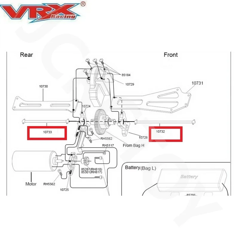 RC VRX 10732 Central Front Drive Shaft /10733 Central Rear Drive Shaft For 1/8 VRX Racing RH817 RH818 COBRA Remote Control Car