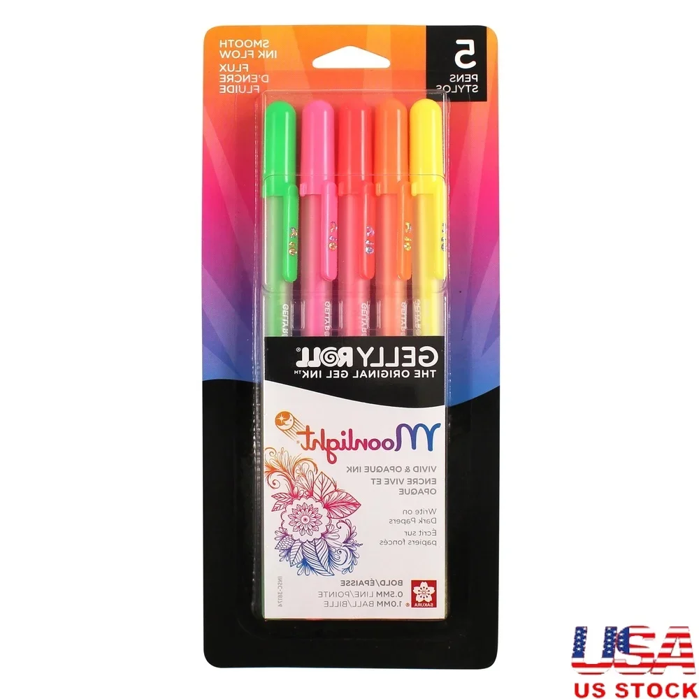 

Флуоресцентные гелевые ручки Gelly Roll, 5 упаковок, непрозрачные цвета, рисунок, журналы, скрапбукинг, поделки на Хэллоуин, наконечник 1 мм