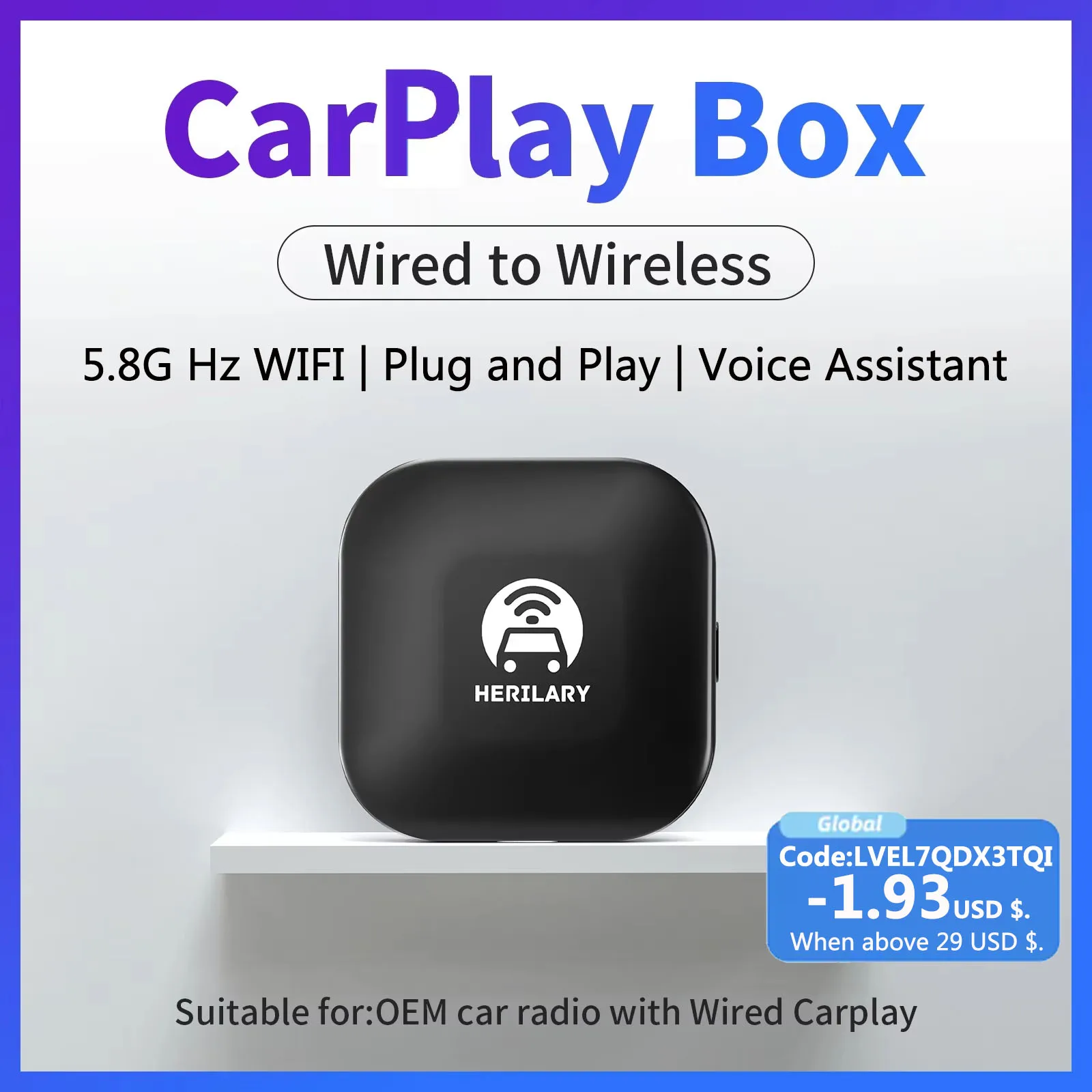 

New C1-CP Wireless Carplay Multimedia Player for IOS/Wireless Android AUTO Adapter Bluetooth 5.8 Radio Receiver for IOS /Android