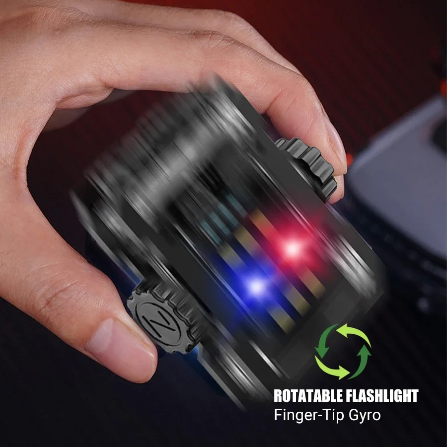 Mini Keychain Flashlight Rechargeable Camping Lamp Safety Warning Light Magnetic Repair Light Outdoor Work Light Emergency Lamp