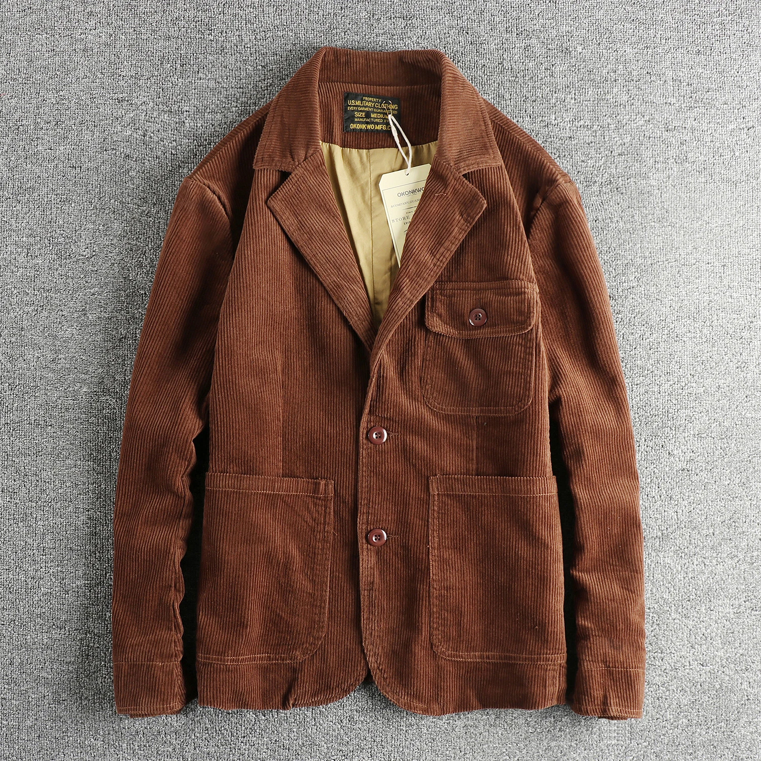 2025 Spring and Winter New American Retro Corduroy Casual Blazers Men\'s Simple 100% Cotton Heavyweight Street Loose Suit Jacket