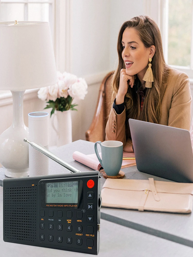 AM FM SW راديو ستيريو AUX جاك كامل النطاق راديو محمول مسجل Type-C شحن مشغل موسيقى MP3 راديو ساعة تنبيه مع دعم