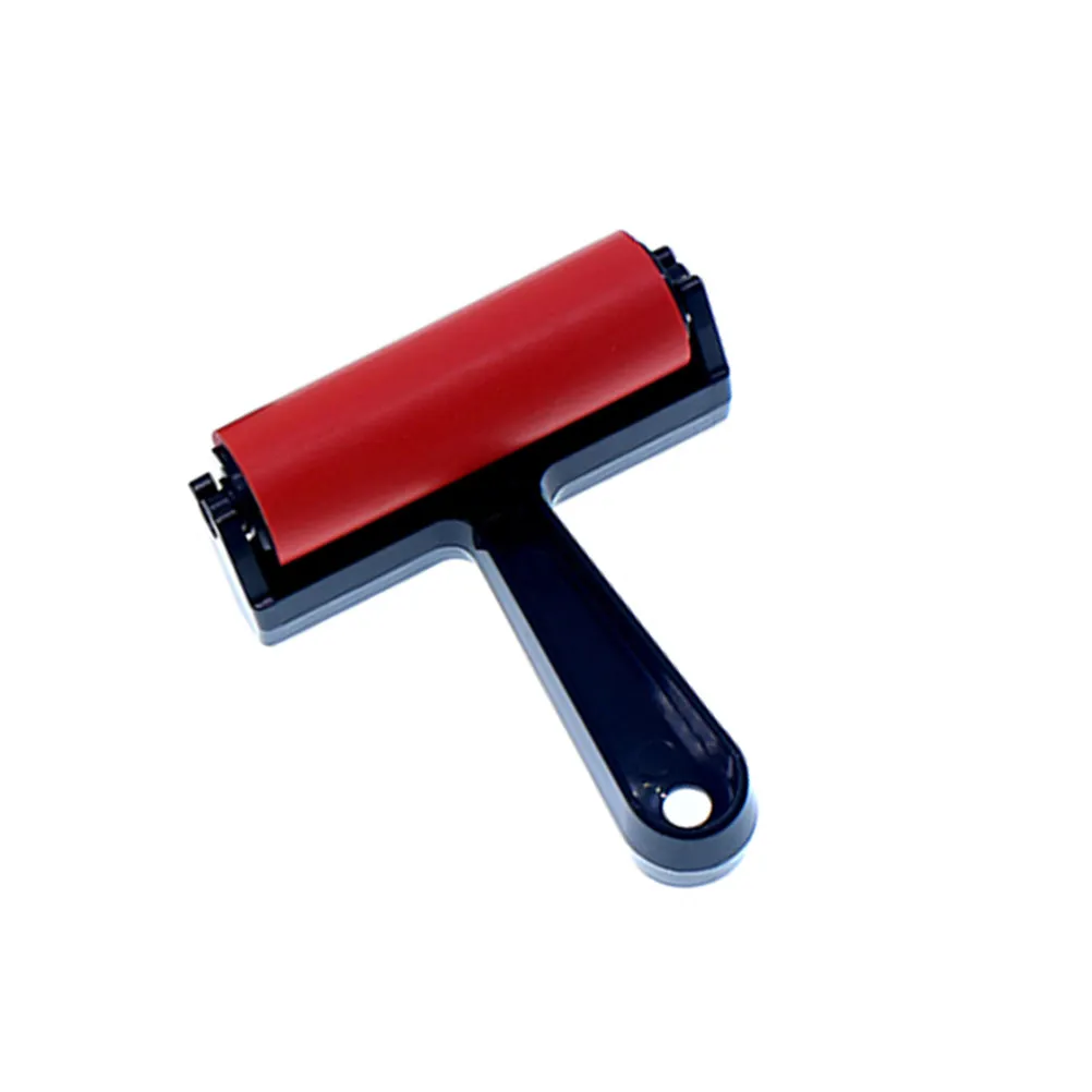 Artist Rubber Roller Brush Red 10Cm Length Absorb Paint Reduce Drips Easy Hold Paint Brush Sponge for Scrapbooking Mixed Media