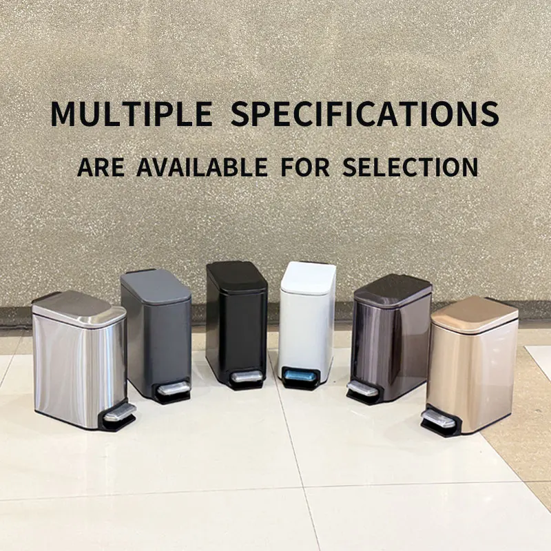 

6L new stainless steel foot pedal light luxuary trash can, double metal narrow trash can, bathroom bedroom office hotel home