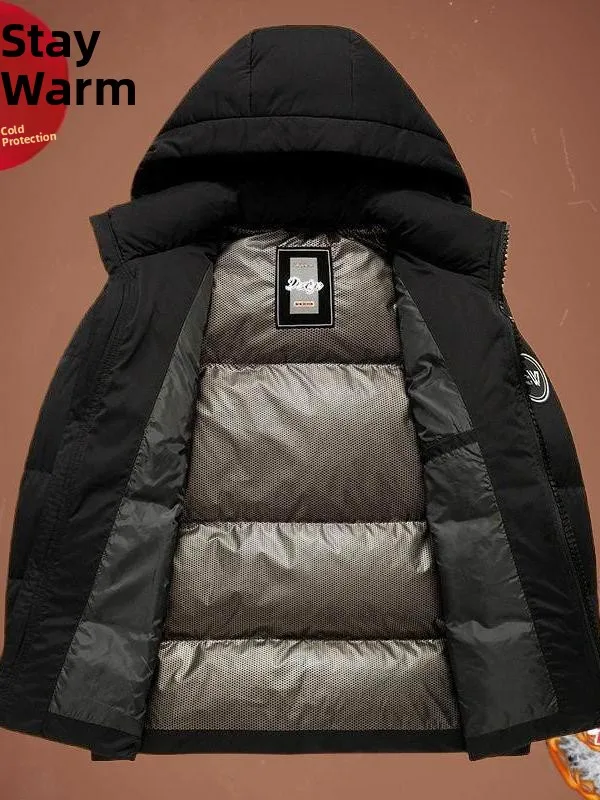 

Thiened Men's ort down Jaet Winter Warm Casual Coat Du Feather Thermal Ci Leisure Regular Fit ort Length Outerwear