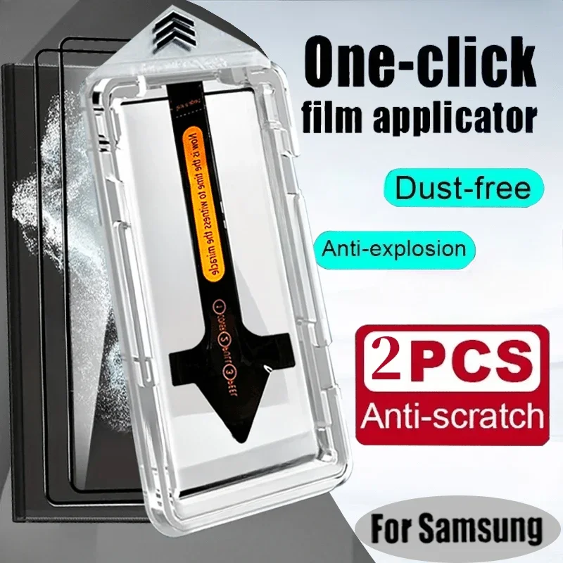 2Pcs Dust Free Installation Screen Protector For Samsung Galaxy S24 S25 S23 Ultra Tempered Glass For Samsung S20 S21 S22 Plus