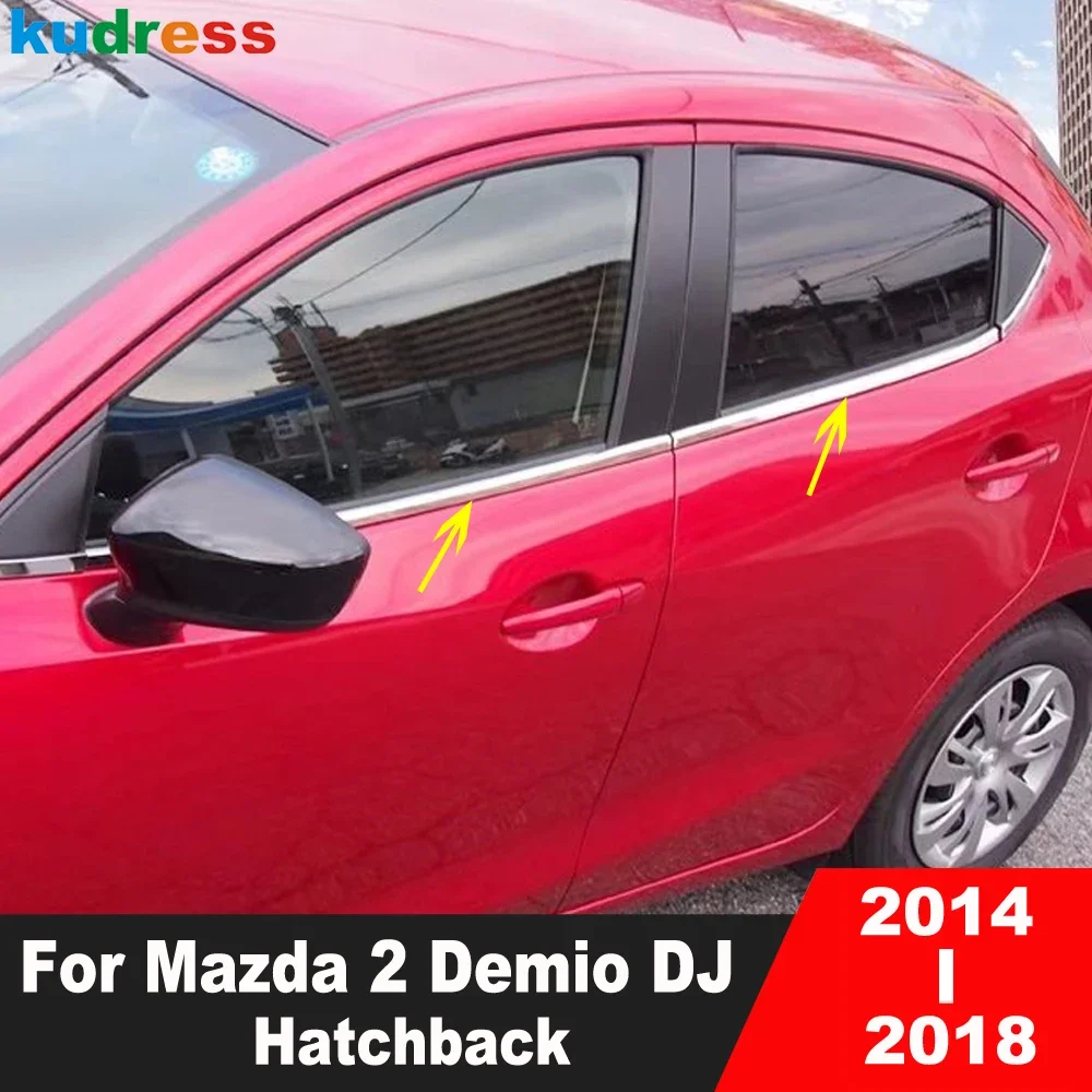 For Mazda 2 Demio DJ 2014-2016 2017 2018 Hatchback Steel Car Bottom Window Frame Sill Trim Molding Strip Exterior Accessories