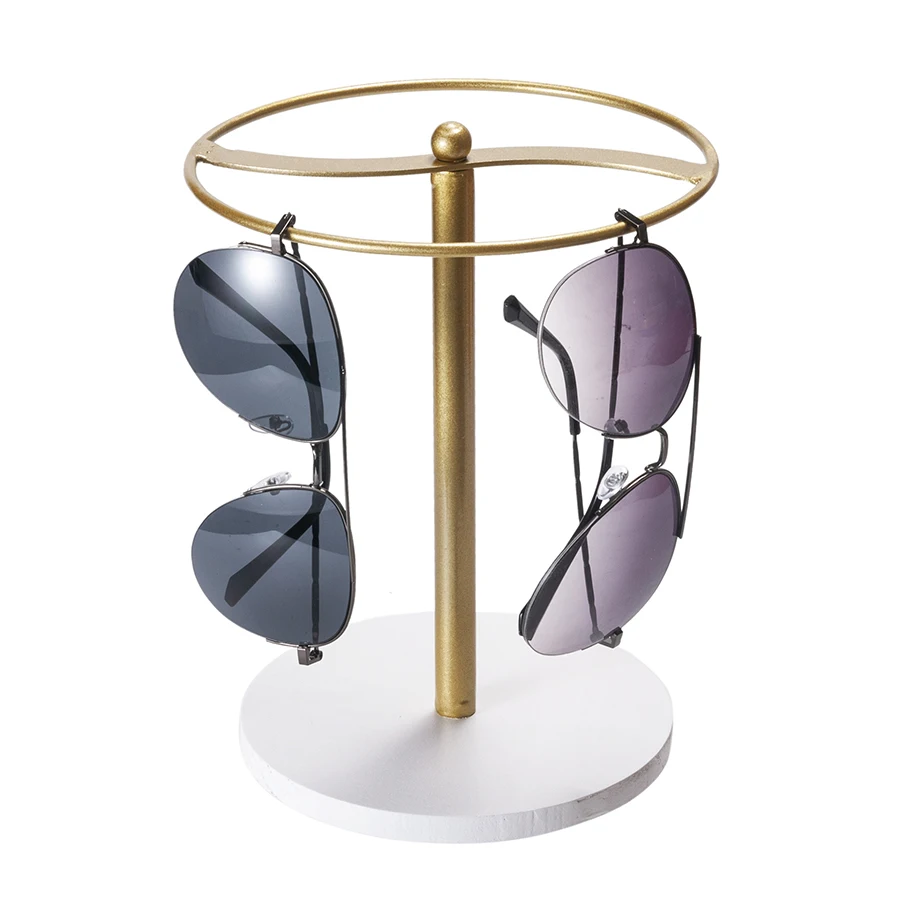Eleganter Brillenständer mit Holzfuß - Metall-Brillenhalter, Fassungsvermögen für 12 Brillenpaare - Brillen-Displayständer – Detail 4