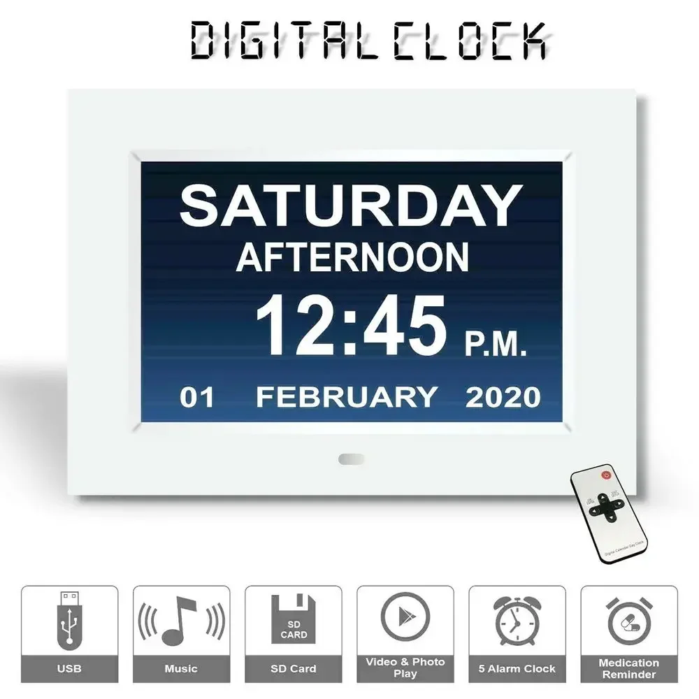 Day Month Year Date LCD Screen Dementia Time Large Alarm Clock Digital Clock Home Decor Calendar