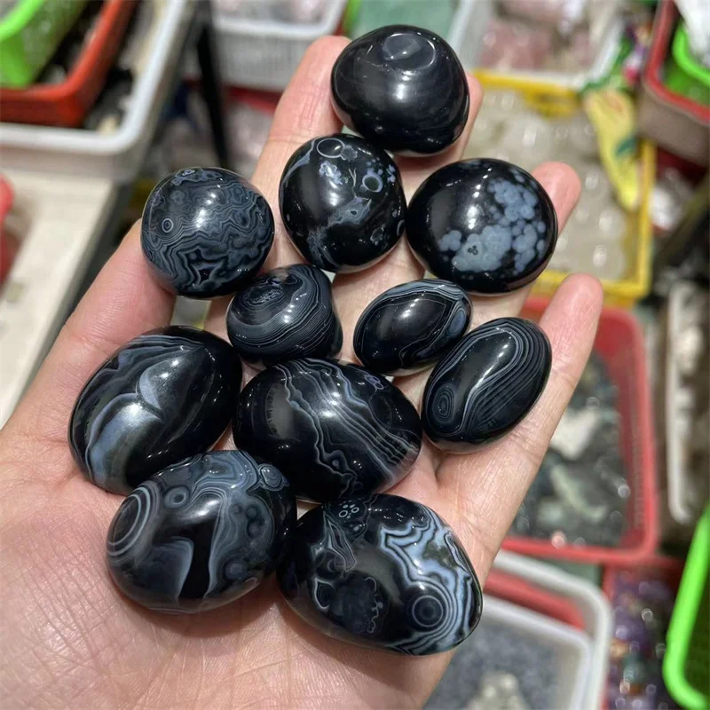 50g Feng shui natural quartz black onyx stones bulk tumbled stone for home decoration