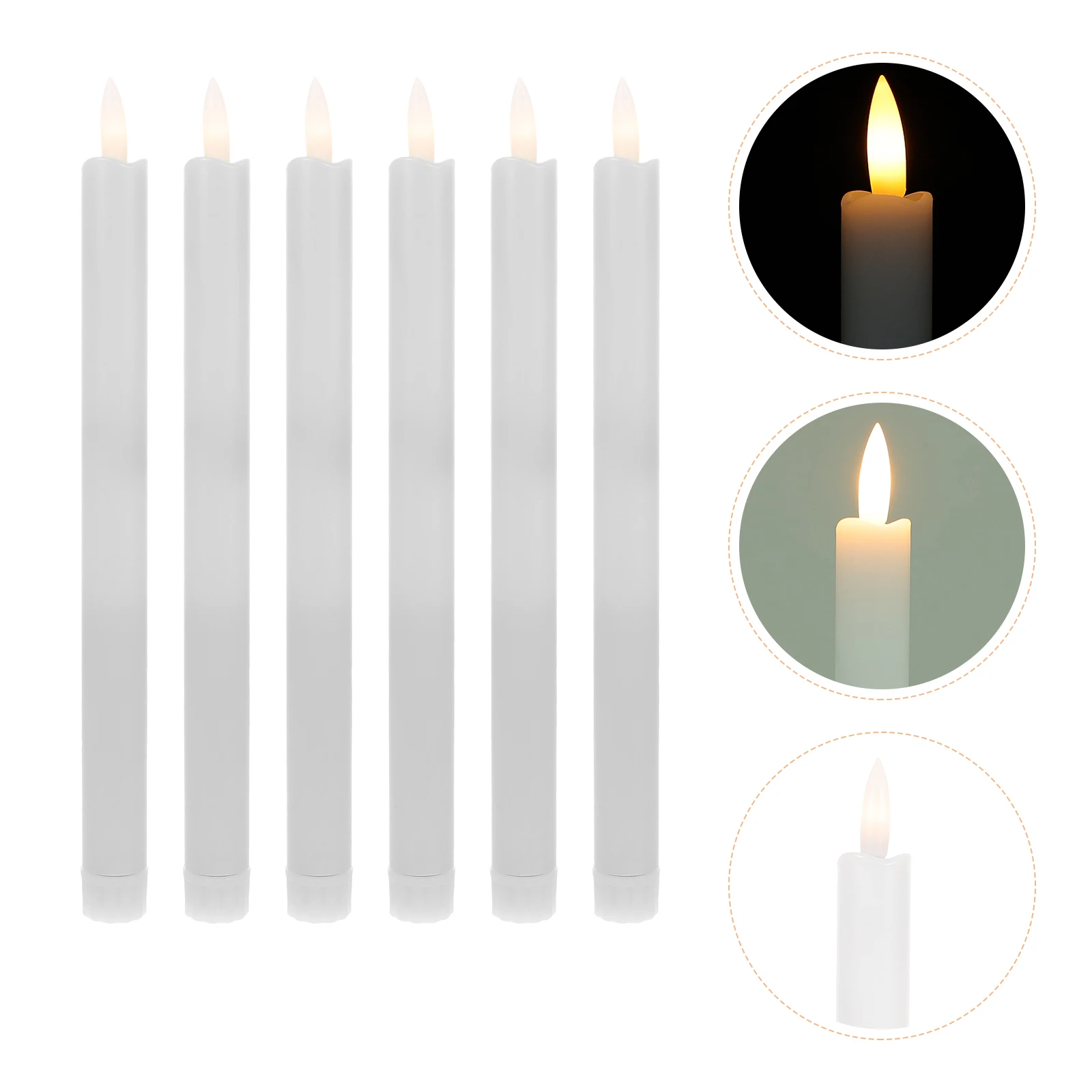 

6pcs LED Flameless Lights Operated Taper Candles Flickering Warm Light Home Party Wedding Decoration Remote