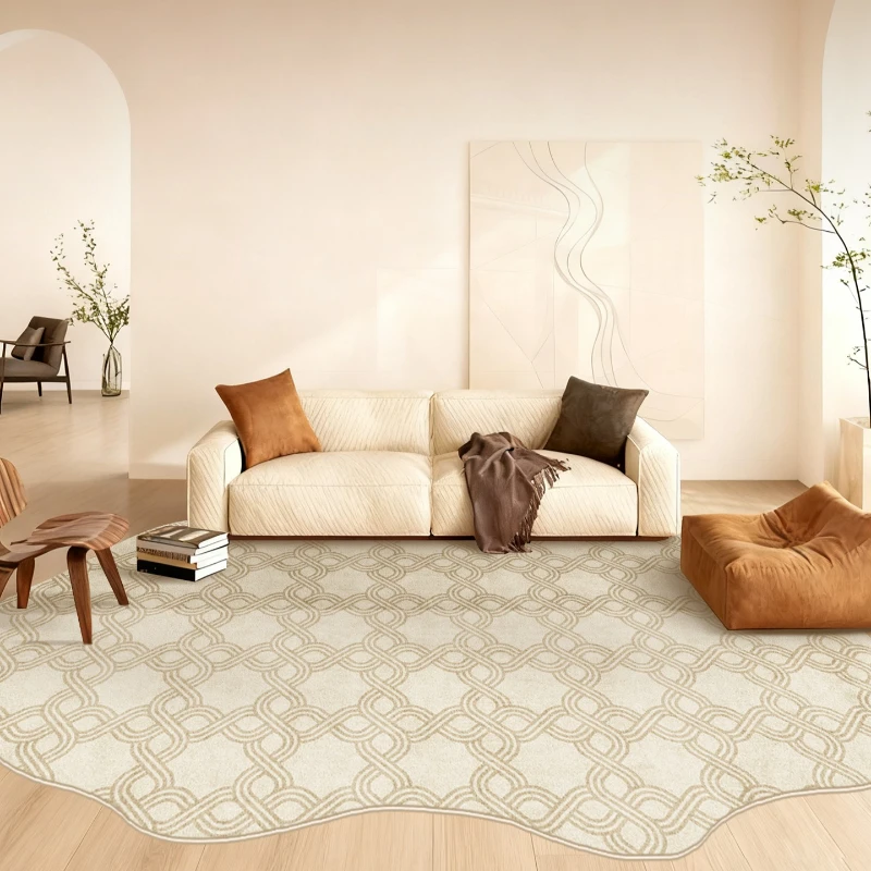 Cream Style Carpets for Living Room Light Luxury Bedroom Decor Carpet Fluffy Soft Irregular Shape Rug Home Thick Plush Floor Mat