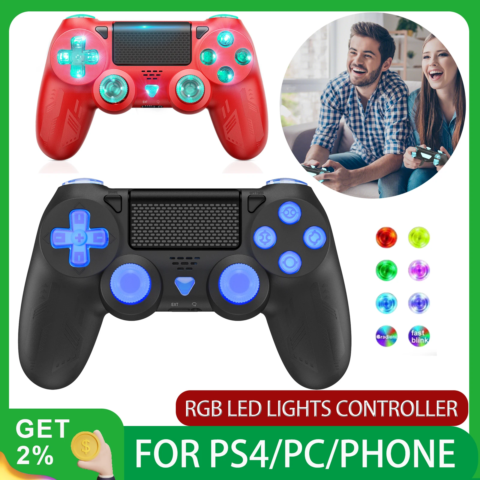 

Wireless Controller For PS4 PC Gamepad Bluetooth USB Remote Control Game Pad Accessories IOS13.0 or Above/Android/Pro/Slim/PC