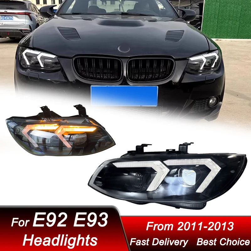 البوب سيارة المصابيح الأمامية لسيارات BMW 3 سلسلة M3 E92 E93 2011-2013 LED كشافات الجمعية ترقية عالية تكوين العارض عدسة الملحقات