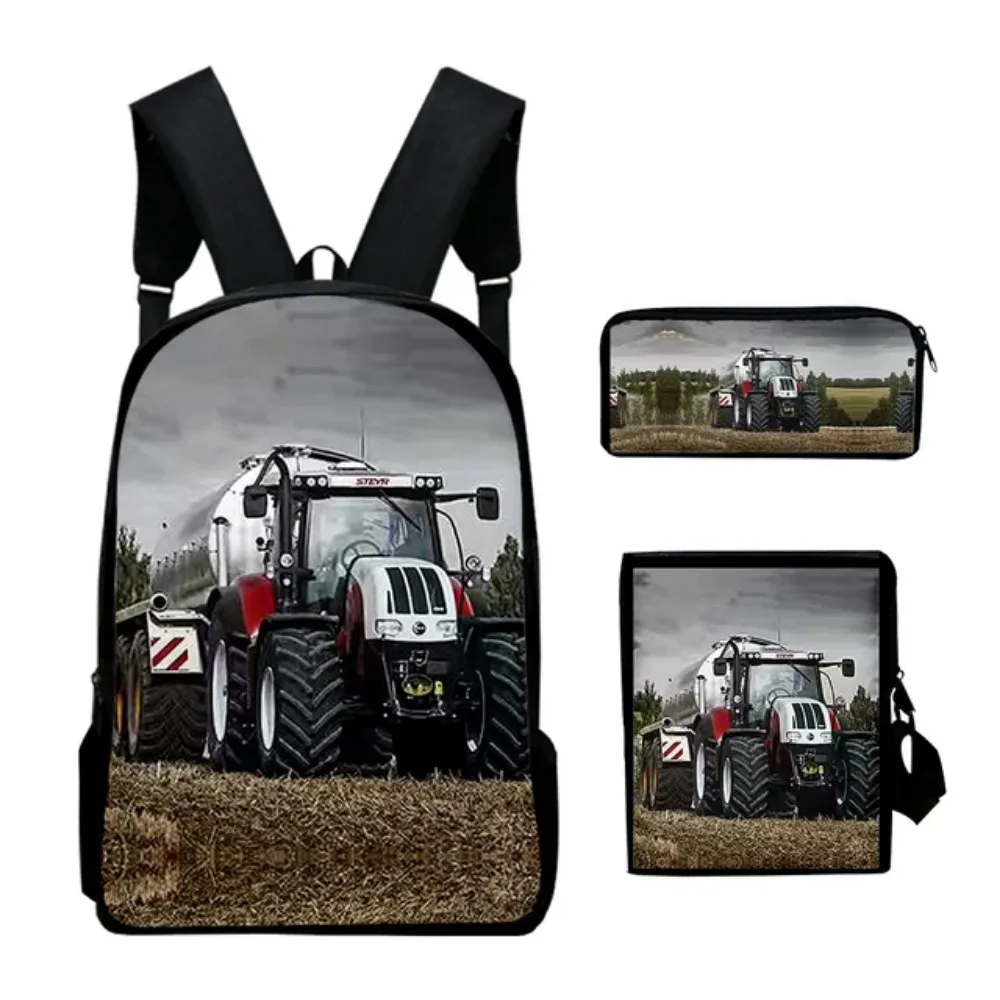 Farm Tractor Schoolbag Backpack Lunch Bag Pencil Case Set Gift for Kids Students