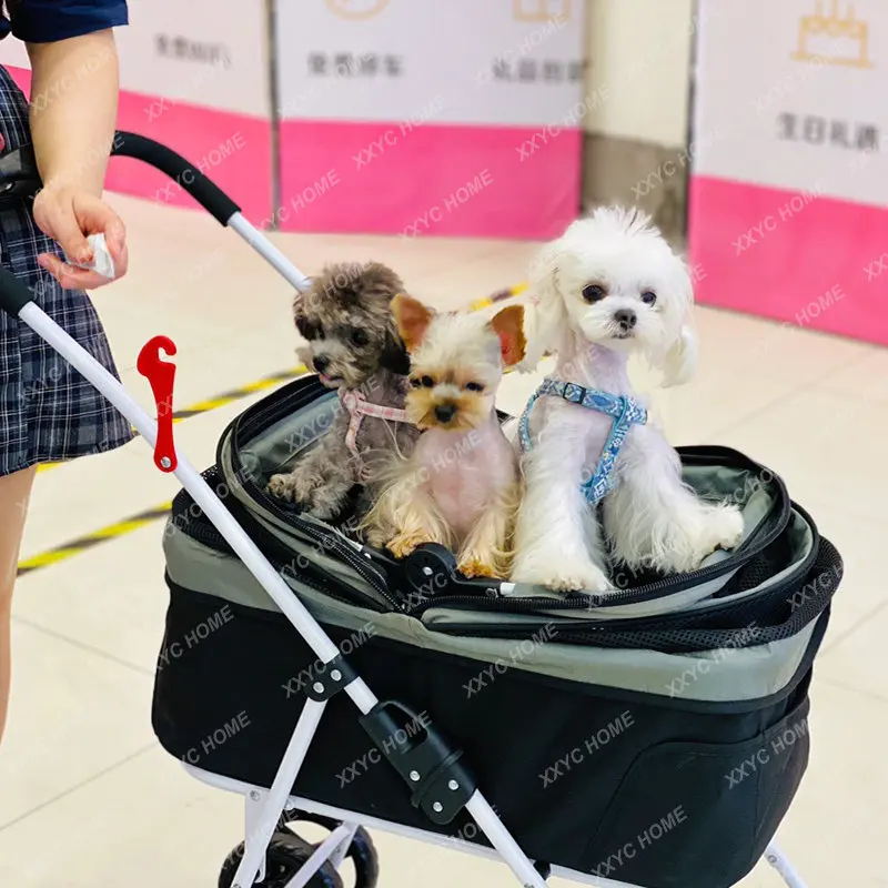 Pet Stroller Separated Puppy Dog out Trolley Small Dog Walking Car