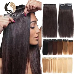 Luxybeauty-Extensions de Cheveux Naturels Invisibles pour Femme, Mini Pince, 10-30cm, 2 Clips sur Postiches
