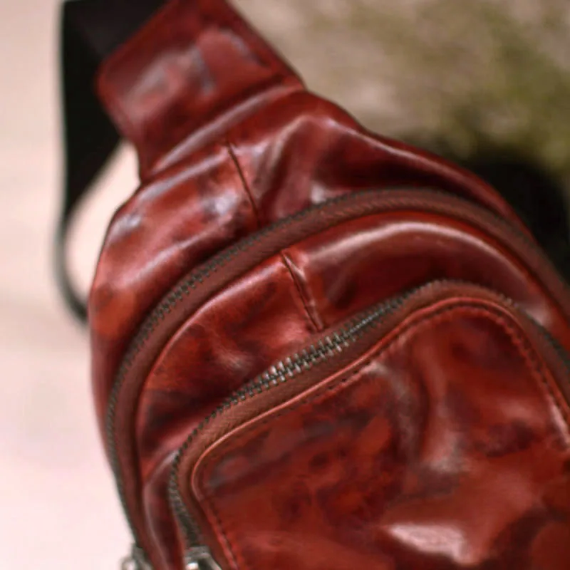 

AETOO Leather men's chest top layer plant tanned cow leather crossbody single shoulder retro fashion casual all-fit cycling back