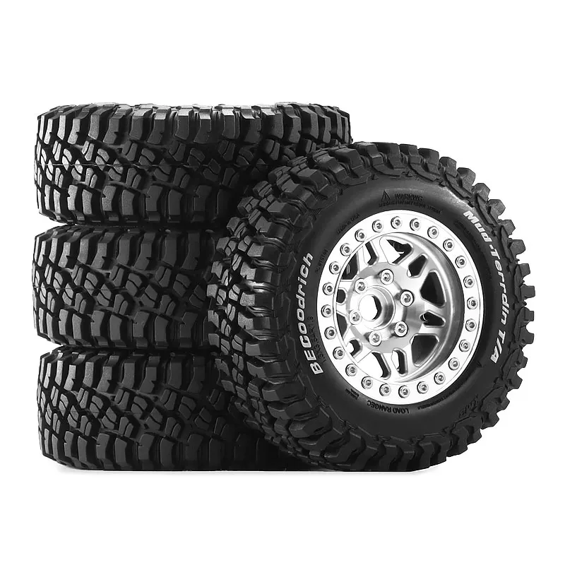 

90mm 1 9 Inch Metal Beadlock Wheels with 12mm Hex Tires for 1/12 RC Crawler MJX H12Y MN128 MN82 Upgrade - Durable Off-Road Wheel