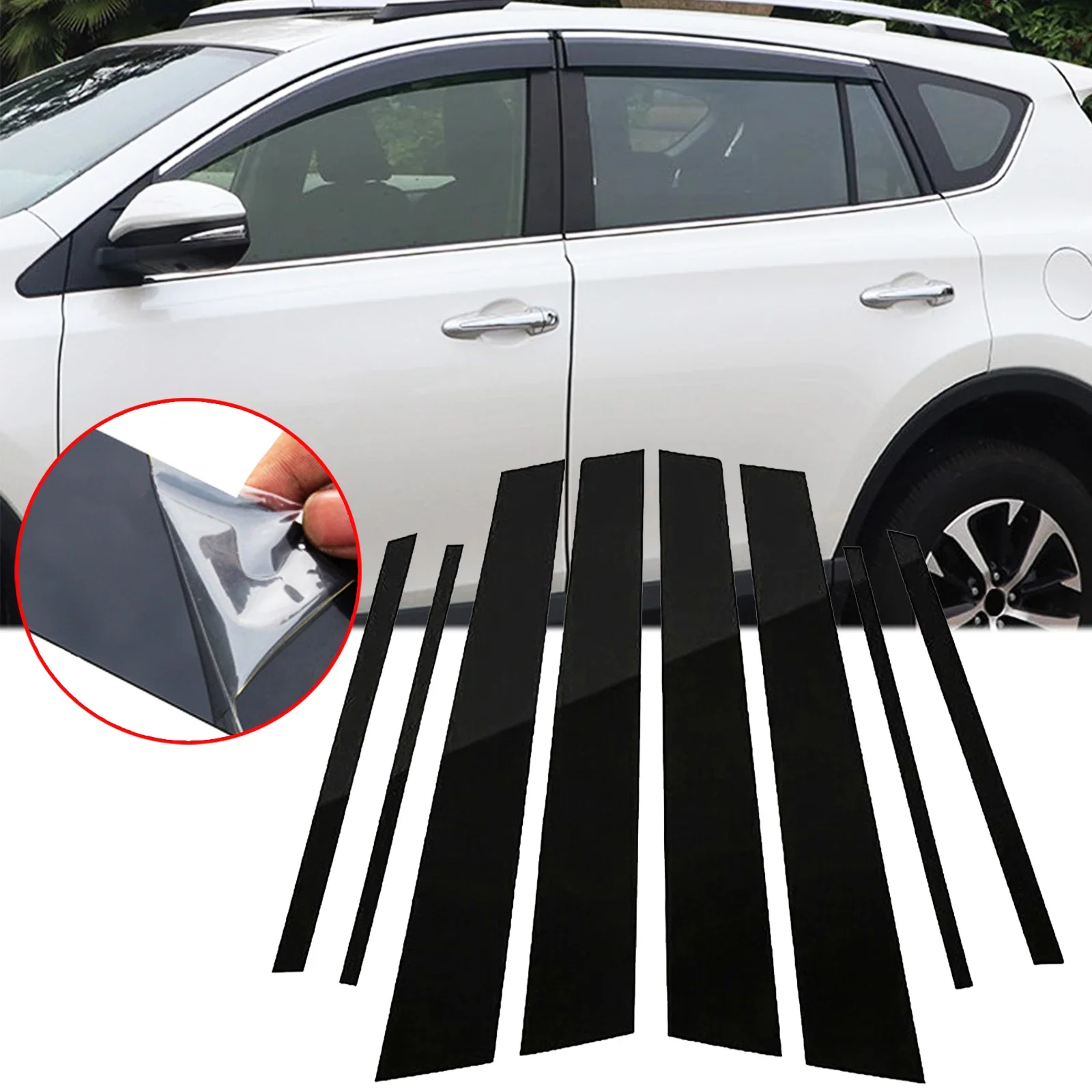 

8pcs/set Piano Black Door Window Pillar Posts Cover Protector Sticker Trim Decals For Toyota RAV4 2013-2018 2017 2016 2015 2014