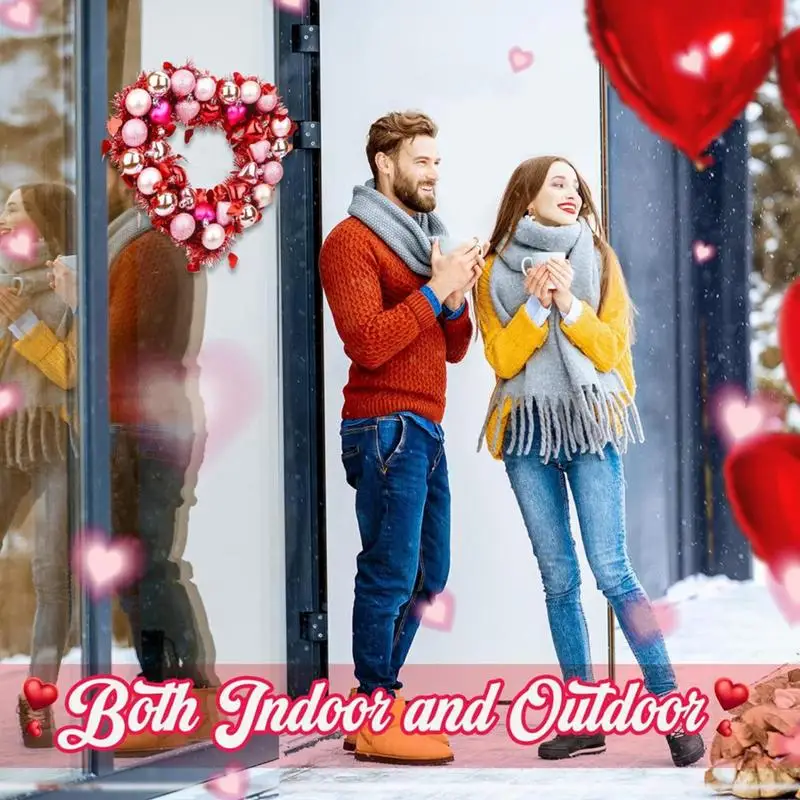 Valentine's Day Door Wreath Heart Valentine's Day Decoration With Led Lights Valentine's Day Wedding Festival Decor Valentine