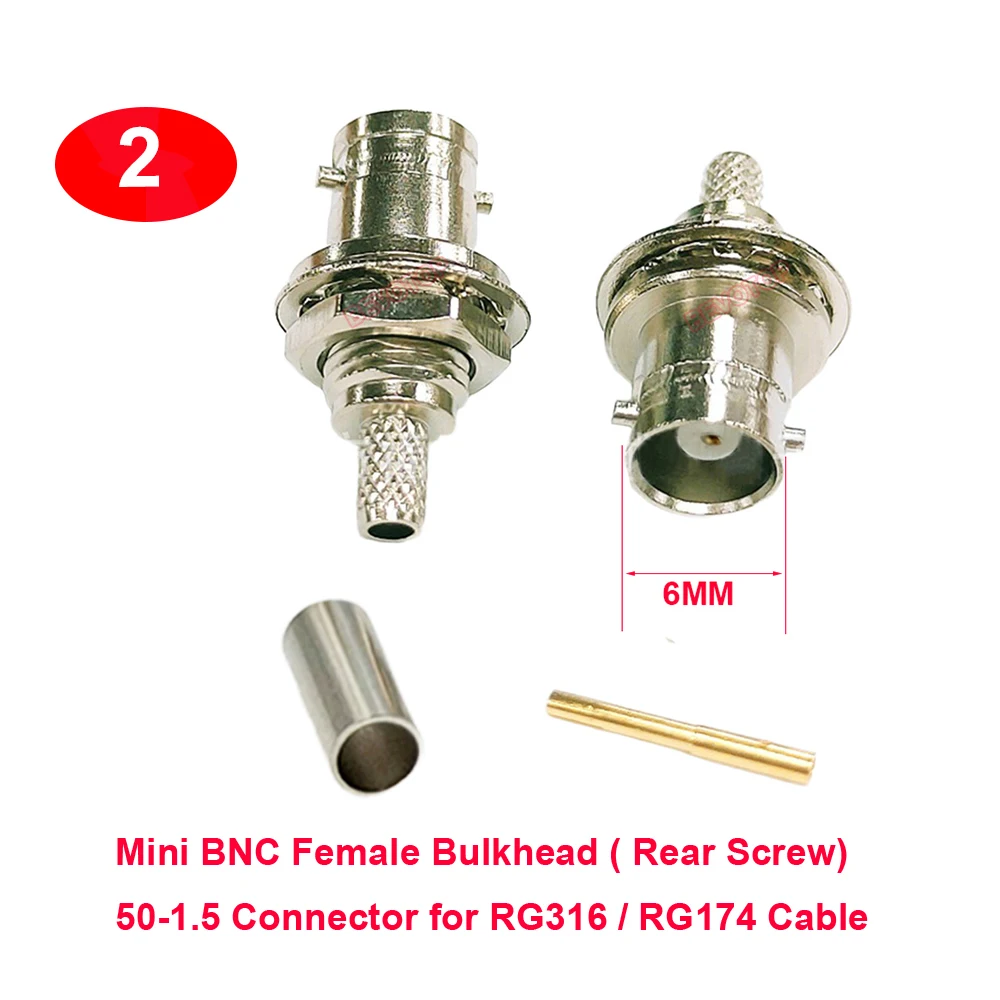 10PCS/LOT Q6 Mini BNC Female Bulkhead Wire Connectors for RG316 / RG174/ LMR100 Cable
